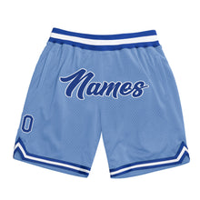 Load image into Gallery viewer, Custom Light Blue Royal-White Authentic Throwback Basketball Shorts
