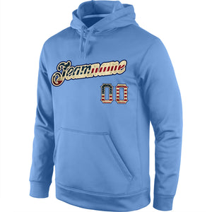 Custom Stitched Light Blue Vintage USA Flag-Cream Sports Pullover Sweatshirt Hoodie