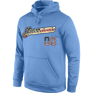 Custom Stitched Light Blue Vintage USA Flag-Cream Sports Pullover Sweatshirt Hoodie