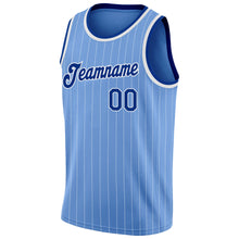 Load image into Gallery viewer, Custom Light Blue White Pinstripe Royal-White Authentic  Basketball Jersey
