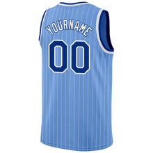 Load image into Gallery viewer, Custom Light Blue White Pinstripe Royal-White Authentic  Basketball Jersey
