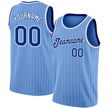 Load image into Gallery viewer, Custom Light Blue White Pinstripe Royal-White Authentic  Basketball Jersey
