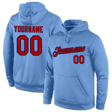 Load image into Gallery viewer, Custom Stitched Light Blue Red-Navy Sports Pullover Sweatshirt Hoodie
