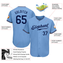 Load image into Gallery viewer, Custom Light Blue Navy-White Authentic Baseball Jersey
