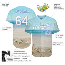 Load image into Gallery viewer, Custom Light Blue White-Light Blue 3D Pattern Design Beach Authentic Baseball Jersey
