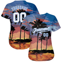 Load image into Gallery viewer, Custom Light Blue White-Light Blue 3D Pattern Design Palm Trees Authentic Baseball Jersey
