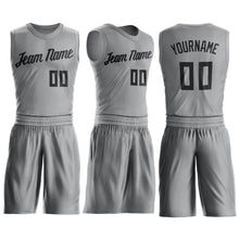 Load image into Gallery viewer, Custom Gray Black Round Neck Suit Basketball Jersey
