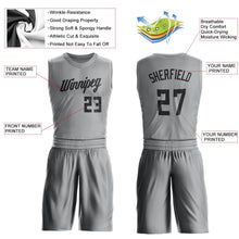 Load image into Gallery viewer, Custom Gray Black Round Neck Suit Basketball Jersey
