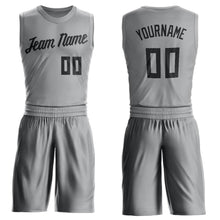 Load image into Gallery viewer, Custom Gray Black Round Neck Suit Basketball Jersey
