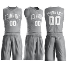 Load image into Gallery viewer, Custom Gray White Round Neck Suit Basketball Jersey
