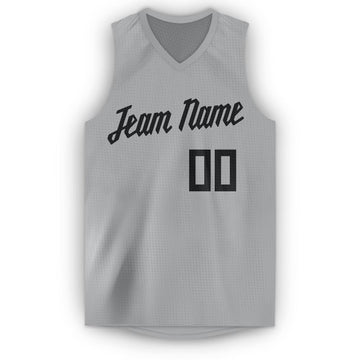 Custom Gray Black V-Neck Basketball Jersey