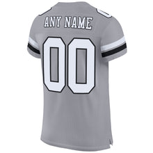 Load image into Gallery viewer, Custom Light Gray White-Black Mesh Authentic Football Jersey
