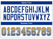 Load image into Gallery viewer, Custom Gold Royal-White Mesh Drift Fashion Football Jersey

