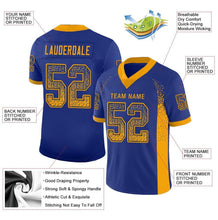 Load image into Gallery viewer, Custom Royal Gold-Navy Mesh Drift Fashion Football Jersey
