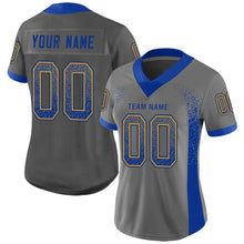 Load image into Gallery viewer, Custom Gray Royal-Gold Mesh Drift Fashion Football Jersey
