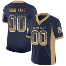 Load image into Gallery viewer, Custom Navy Old Gold-White Mesh Drift Fashion Football Jersey
