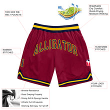 Load image into Gallery viewer, Custom Maroon Navy-Gold Authentic Throwback Basketball Shorts
