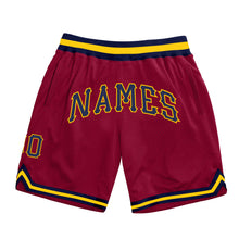 Load image into Gallery viewer, Custom Maroon Navy-Gold Authentic Throwback Basketball Shorts
