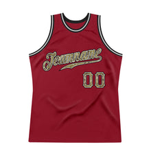 Load image into Gallery viewer, Custom Maroon Camo-Gray Authentic Throwback Basketball Jersey
