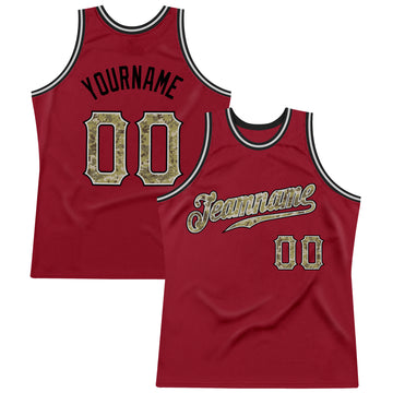 Custom Maroon Camo-Gray Authentic Throwback Basketball Jersey