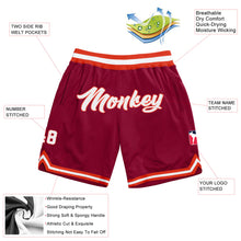 Load image into Gallery viewer, Custom Maroon White-Orange Authentic Throwback Basketball Shorts
