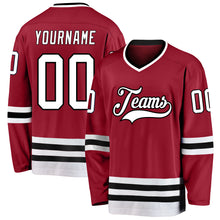 Load image into Gallery viewer, Custom Maroon White-Black Hockey Jersey
