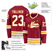 Load image into Gallery viewer, Custom Maroon White-Gold Hockey Jersey
