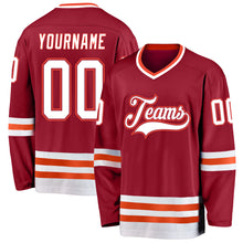 Load image into Gallery viewer, Custom Maroon White-Orange Hockey Jersey
