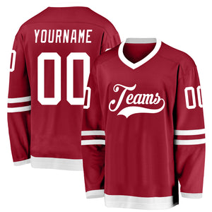 Custom Maroon White Hockey Jersey