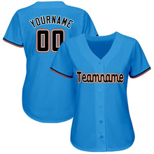 Load image into Gallery viewer, Custom Powder Blue Black-Orange Baseball Jersey
