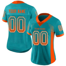 Load image into Gallery viewer, Custom Aqua Orange-White Drift Fashion Football Jersey
