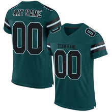 Load image into Gallery viewer, Custom Midnight Green Black-White Mesh Authentic Football Jersey
