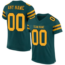 Load image into Gallery viewer, Custom Midnight Green Gold-Black Mesh Authentic Football Jersey
