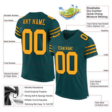 Load image into Gallery viewer, Custom Midnight Green Gold-Black Mesh Authentic Football Jersey
