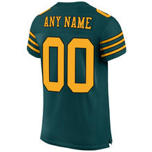 Load image into Gallery viewer, Custom Midnight Green Gold-Black Mesh Authentic Football Jersey
