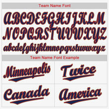 Load image into Gallery viewer, Custom White Navy-Red Baseball Jersey
