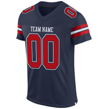 Load image into Gallery viewer, Custom Navy Red-White Mesh Authentic Football Jersey
