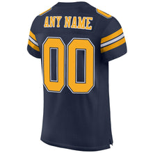 Load image into Gallery viewer, Custom Navy Gold-White Mesh Authentic Football Jersey
