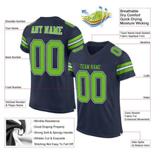 Load image into Gallery viewer, Custom Navy Neon Green-White Mesh Authentic Football Jersey
