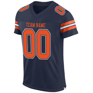 Custom Navy Orange-White Mesh Authentic Football Jersey