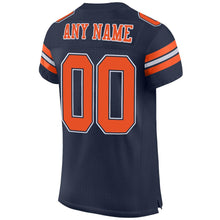 Load image into Gallery viewer, Custom Navy Orange-White Mesh Authentic Football Jersey
