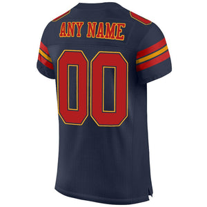 Custom Navy Scarlet-Gold Mesh Authentic Football Jersey