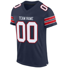 Load image into Gallery viewer, Custom Navy White-Red Mesh Authentic Football Jersey
