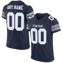 Load image into Gallery viewer, Custom Navy White-Light Gray Mesh Authentic Football Jersey
