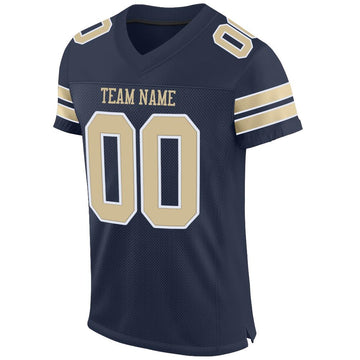 Custom Navy Vegas Gold-White Mesh Authentic Football Jersey