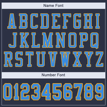 Load image into Gallery viewer, Custom Navy Powder Blue-Gold Mesh Authentic Football Jersey
