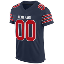 Load image into Gallery viewer, Custom Navy Red-White Mesh Authentic Football Jersey
