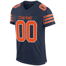 Load image into Gallery viewer, Custom Navy Orange-White Mesh Authentic Football Jersey
