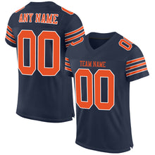 Load image into Gallery viewer, Custom Navy Orange-White Mesh Authentic Football Jersey
