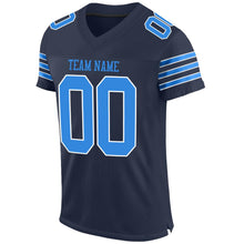Load image into Gallery viewer, Custom Navy Powder Blue-White Mesh Authentic Football Jersey
